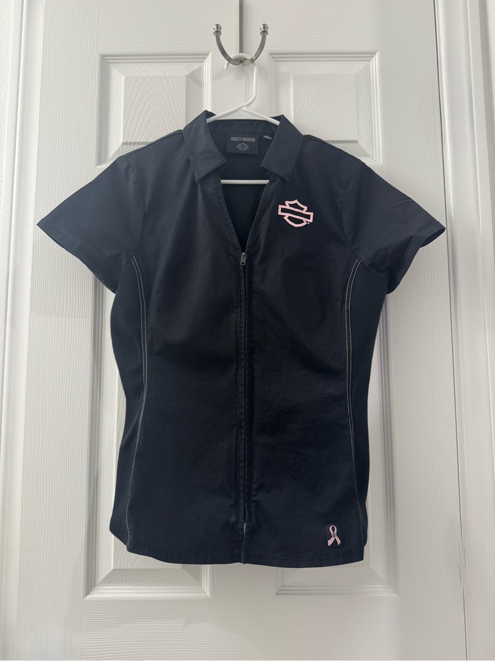 Harley-Davidson Pink Label Zip-up Shirt Black, Size Large